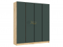 Шкаф трехстворчатый Келвин (2000) Изумрудный, Дуб крафт-вставка черная