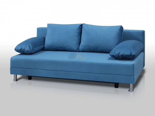 Диван Комфорт без подлокотников 4 подушки микровелюр голубой