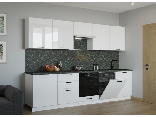 Кухонный гарнитур арт 18 Белый глянец 3000 мм