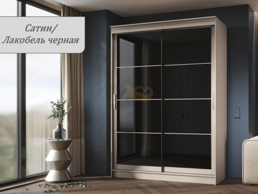 Шкаф-купе Гранд-1 1600 Сатин-двери Лакобель черный