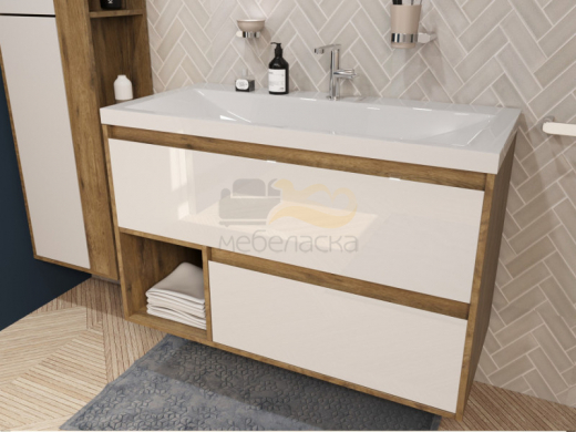 Тумба с раковиной Monaco Wood 1000 2 ящика с нишей