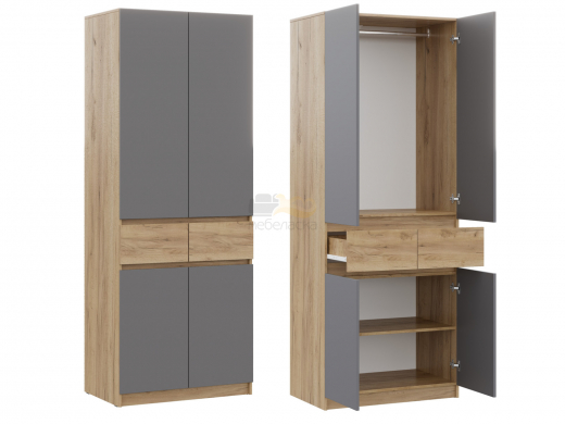 Шкаф ШК-002 ЛДСП Бостон Лайт Фасад серый шифер
